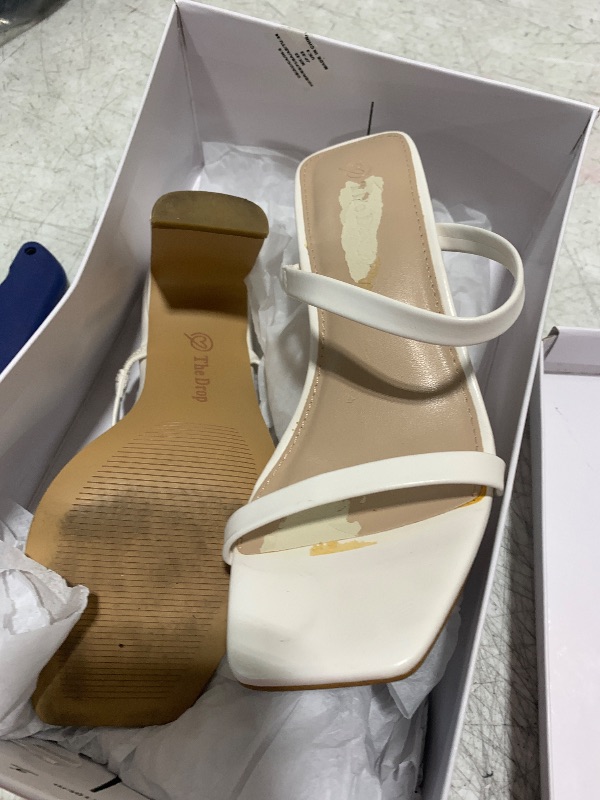 Photo 1 of The Drop Women's Avery Square Toe Two Strap High Heeled Sandal, White, 5
