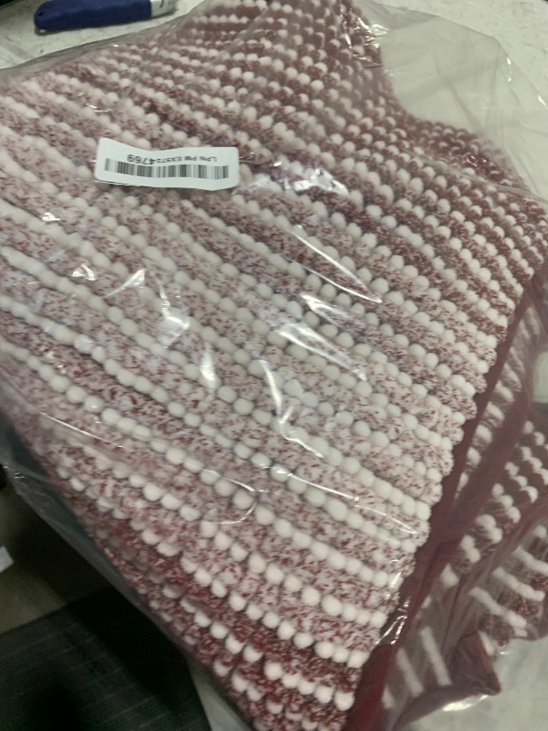 Photo 1 of Bathroom Rugs and Mats Sets, 2 Piece Thick Absorbent Chenille Bath Mat Rug Set Non Slip, Soft Shaggy Bath Room Floor Mats for Bathroom, Machine Washable (Burgundy Red, 20" x 60" Plus 20" x 32")