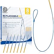 Photo 1 of Replaceable Drain Snake Hair Clog Remover 8 Pack, 30 Inch Anti-break Metal Sink Snake with Nylon Layer, Plumbing Snake Drain Cleaner for Bathroom, Bathtub Cleaning, 8 Heads & 1 Handle
