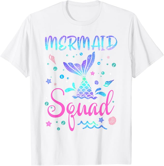 Photo 1 of Mermaid Squad Of The Birthday Mermaid Tail Family Matching T-Shirt XL