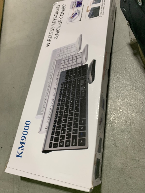 Photo 1 of Wireless Keyboard and Mouse Ultra Slim Combo, TopMate 2.4G Silent Compact USB 2400DPI Mouse and Scissor Switch Keyboard Set with Cover, 2 AA and 2 AAA Batteries, for PC/Laptop/Windows/Mac - Gray Black