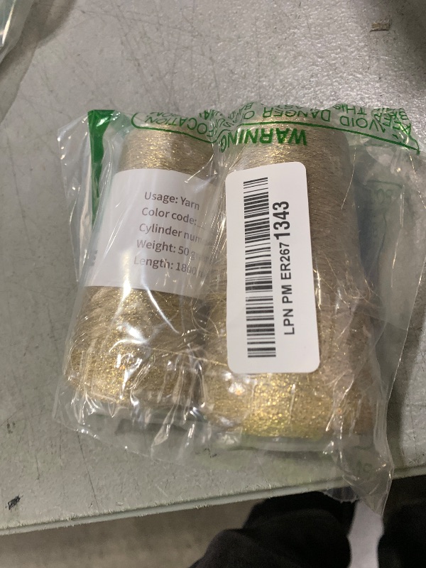 Photo 1 of 2 Balls Sequin Sparkle Lurex Yarn, Shining Glitter Metallic Knitting-in Accessory Yarn Thread for Knitting and Crochet Sweater Shawl 5000 Yards (1, Gold Glitter)