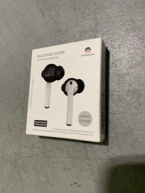 Photo 1 of AhaStyle 4 Pairs AirPods Ear Tips Silicone Earbuds Cover Compatible with Apple AirPods (2 Pair Large & 2 Pairs Small, Black)