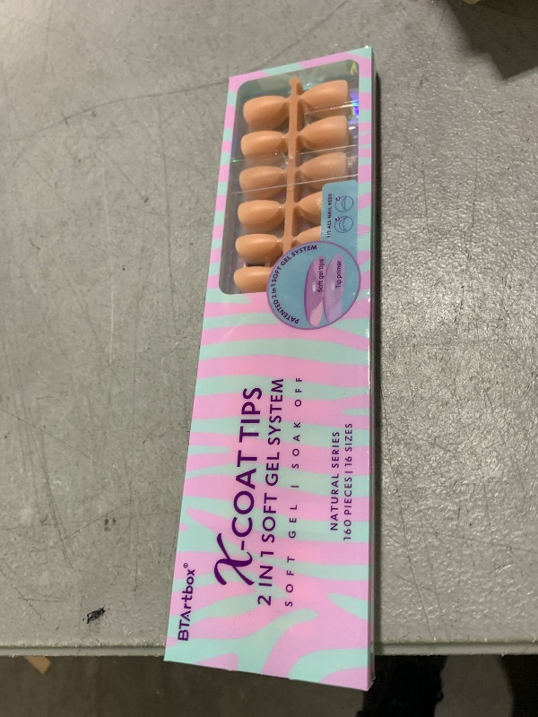 Photo 1 of BTArtbox Short Almond Nail Tips - Soft Gel XCOATTIPS Natural Press On Nails, Pre-colored Gel Nails Full Cover Fake Nails Nude for for Daily Nail Art