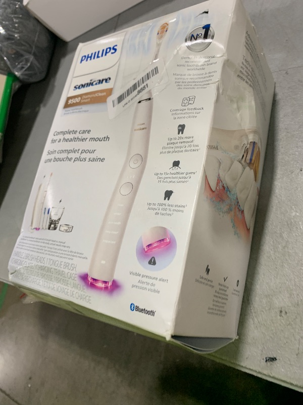 Photo 1 of Philips Sonicare DiamondClean Smart 9500 Electric Toothbrush, Sonic Toothbrush with App, Pressure Sensor, Brush Head Detection, 5 Brushing Modes and 3 Intensity Levels, White, Model HX9923/01