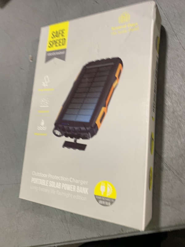 Photo 1 of Solar Charger, Power Bank, 42800mAh Portable Charger Power Bank External Battery Pack 5V3.1A Qc 3.0 Fast Charger Built-in Super Bright Flashlight (Black)
