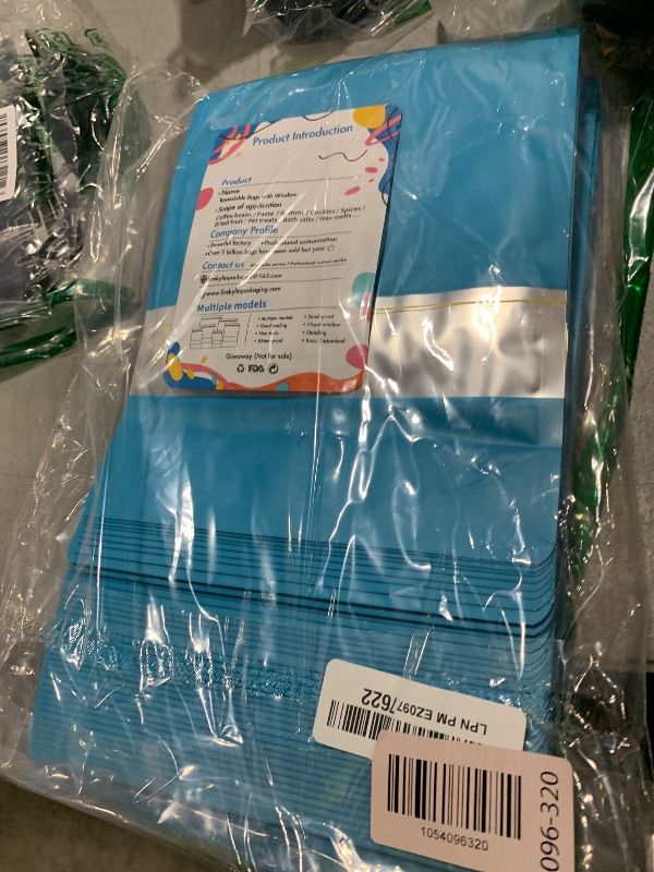 Photo 1 of 100 Pack Smell Proof Bags 7.1" x 10.2", Resealable Bags with Matte Window, Foil Pouch Stand Up Sealable Bags for Packaging?Blue?