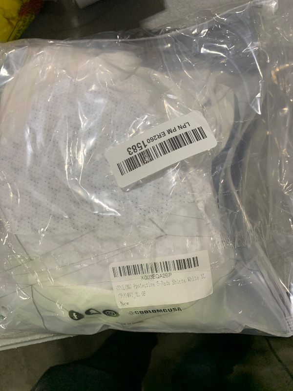 Photo 1 of COOLOMG Youth Football Rib Protector Padded Compression Chest Protector Shirt Rugby White XL