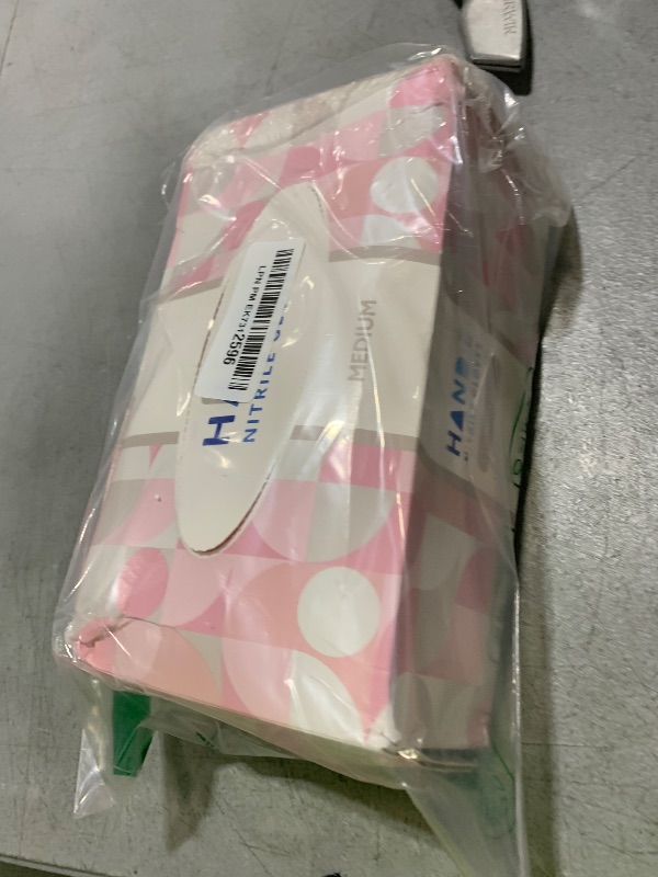 Photo 1 of Hand-E Touch Pink Nitrile Disposable Gloves Medium 200 Count - Latex & Powder Free Non-Sterile - Salon, Nail Tech, Esthetician, Hair Dye & Microblading - Food Safe & Cleaning Gloves for Women & Men