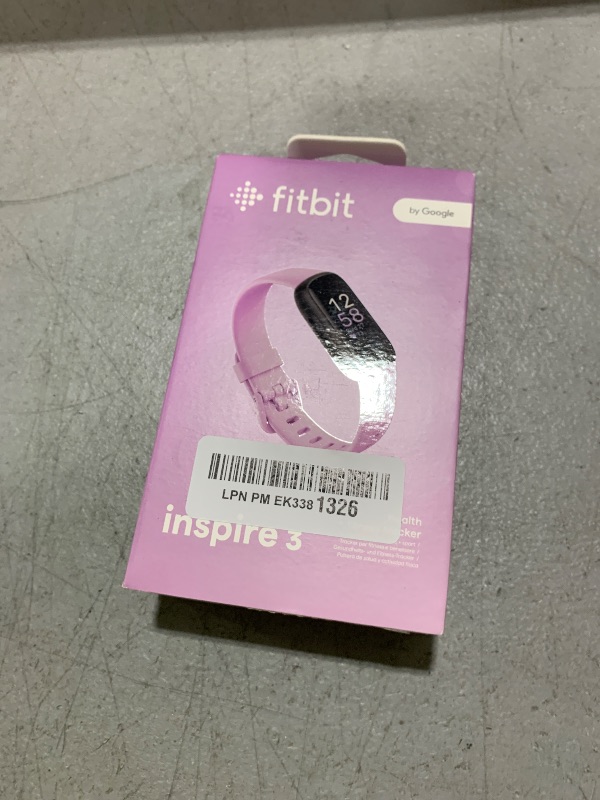 Photo 1 of Fitbit Inspire 3 Health &-Fitness-Tracker with Stress Management, Workout Intensity, Sleep Tracking, 24/7 Heart Rate and more, Lilac Bliss/Black, One Size (S & L Bands Included)