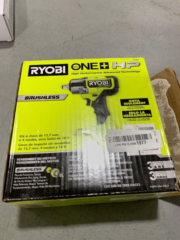 Photo 1 of RYOBI - ONE+ HP 18V Brushless Cordless 4-Mode ½ in. Impact Wrench (Tool Only) - P262