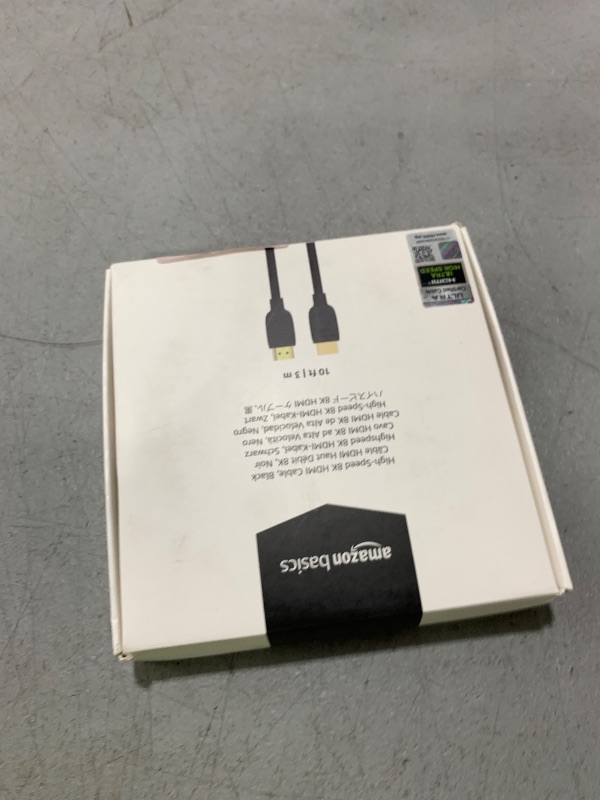 Photo 1 of Amazon Basics HDMI Cable, 10 feet, HDMI 2.1 to HDMI Cable (48Gbps), 8K@60Hz 4K@120Hz Certified Ultra High Speed, Black, Compatible with PS5/Xbox/TV/Monitor
