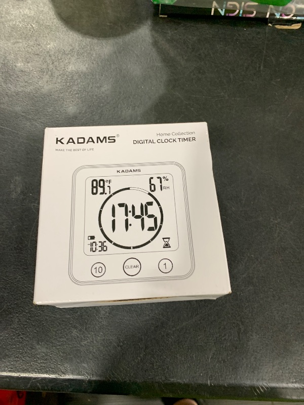 Photo 1 of KADAMS Shower Clock Waterproof Bathroom Timer – Digital Wall Clock with Countdown, Magnetic Kitchen Clock with Temperature & Humidity, Suction Cup for Kids Shower Spa Sauna Cook Bath (Black)