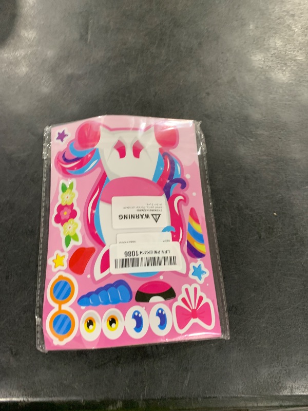 Photo 1 of 24 Sheets Make Your Own Unicorn Stickers for Kids Toddlers, Make a Face Sticker, Unicorn Stickers for Kids Party Favors Activities