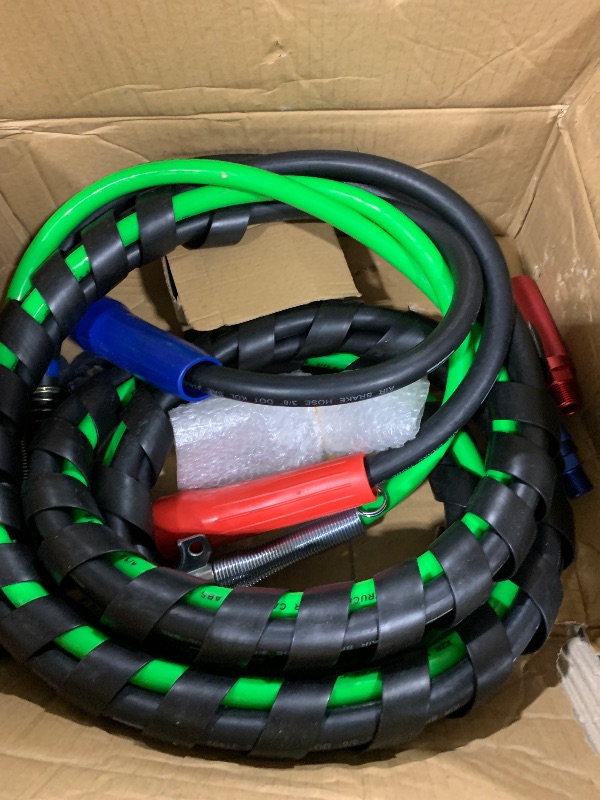 Photo 1 of 12FT 3 in 1 ABS & Air Lines Hose Kit Airline Air Hose for Semi Truck Trailer Tractor, with Glad Hands Wrap 7 Way Electrical Cable with Handle Grip & Gladhands