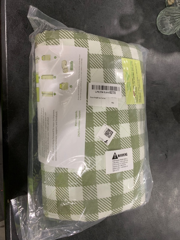 Photo 1 of ZAZE Extra Large Picnic Outdoor Blanket, 80''x80'' Waterproof Foldable Blankets Gingham Picnic Mat for Beach, Camping Grass Lawn Park Accessories Cute Couple Gifts Ideas Wedding Registry(Green White)
