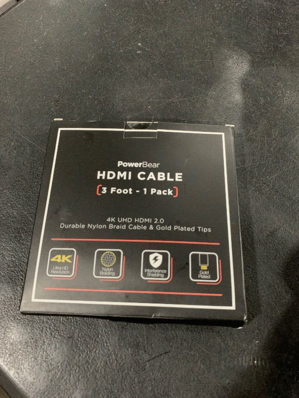 Photo 1 of PowerBear 4K HDMI Cable 3 ft | High Speed Hdmi Cables, Braided Nylon & Gold Connectors, 4K @ 60Hz, Ultra HD, 2K, 1080P, ARC & CL3 Rated | for Laptop, Monitor, PS5, PS4, Xbox One, Fire TV, & More