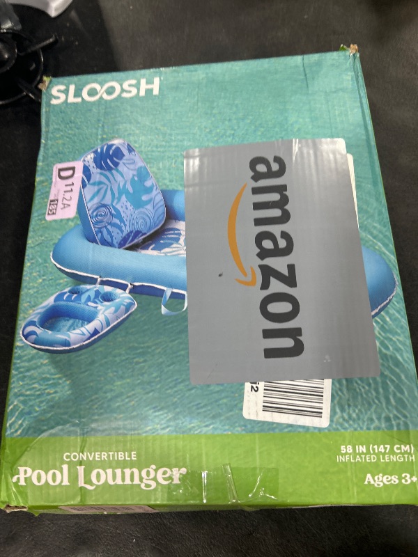 Photo 1 of SLOOSH Pool Floats Lounger Adult, Fabric Pool Floaties Lounge Convertible 2-in-1 Floating Water Floaty with Cup Holders Adjustable Backrest Recliner for Pool Party(Blue)