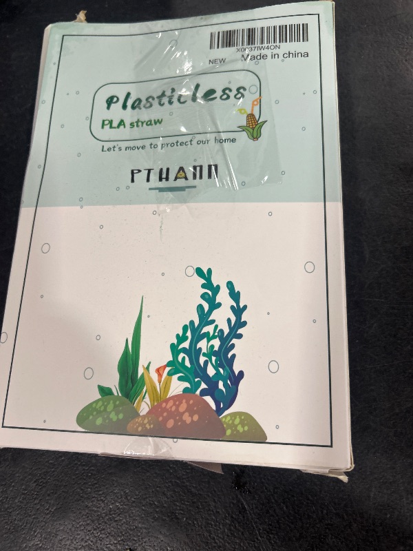 Photo 1 of Plasticless 100P PLA Disposable Drinking Straws Corn Plant Based Biodegradable Straws, BPA Free Compostable Straw (100 Pack White Individually Wrapped Straws)