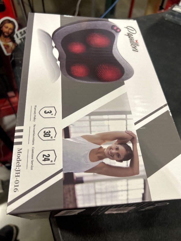 Photo 1 of Papillon Shiatsu Back and Neck Massager with Heat, Deep Tissue Kneading,Electric Massage Pillow for Back,Shoulders,Legs,Foot,Body Muscle Pain Relief,Use at Home,Car,Office