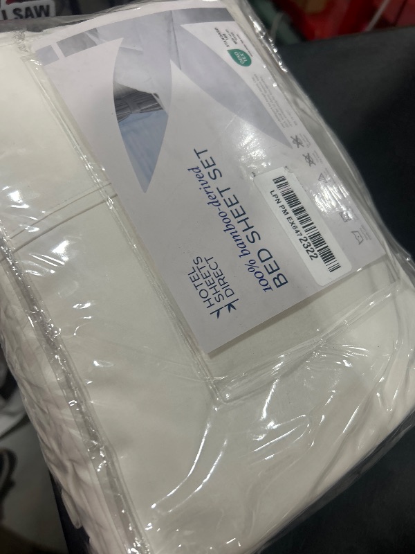 Photo 1 of Hotel Sheets Direct 4 Piece Bed Sheet Set King Size, 100% Viscose Derived from Bamboo Sheets Set with 2 Pillowcases, Cooling & Breathable Luxury Bedding, Moisture-Wicking & Silky Soft Texture, White