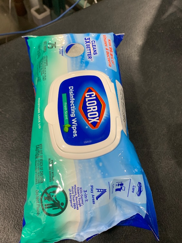 Photo 1 of Clorox Disinfecting Wipes, Bleach Free, Household Essentials, Fresh Scent, Moisture Seal Lid, 75 Cleaning Wipes, 