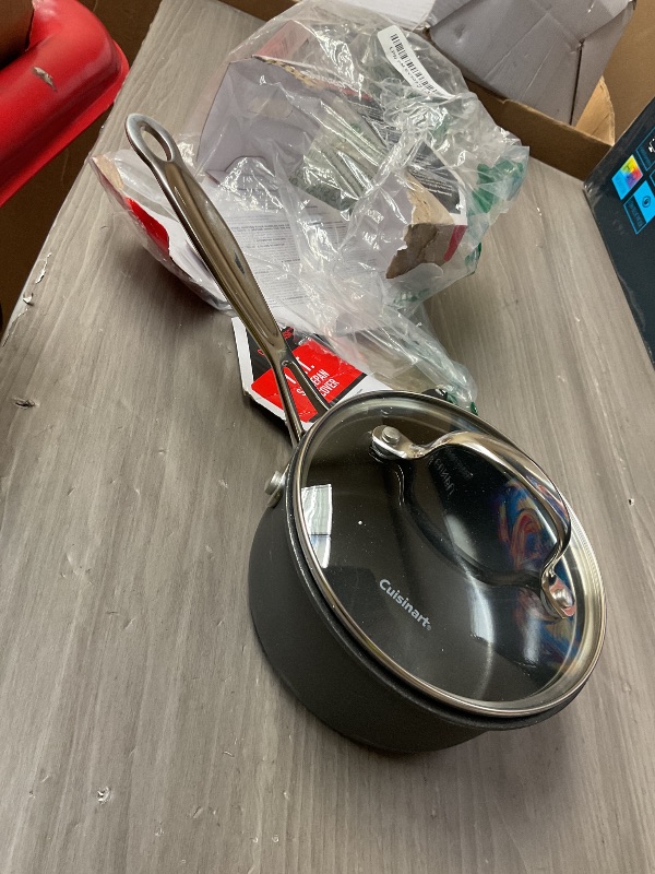 Photo 1 of Cuisinart 1-Quart Saucepan, Chef's Classic Nonstick Hard Anodized Saucepan w/Cover, 619-14
