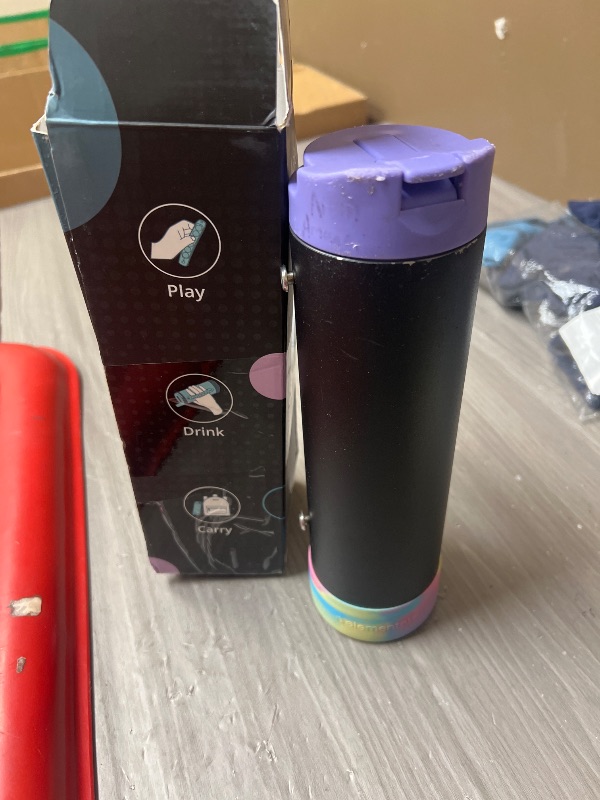 Photo 1 of See notes pictures…………Elemental Iconic Kids Water Bottle for School - 100% Leak-Proof Insulated Water Bottles with Straw Lid & Pop-It Handle for Boys & Girls - Triple-Wall Insulated & BPA-Free, 20oz – Black Tie Dye