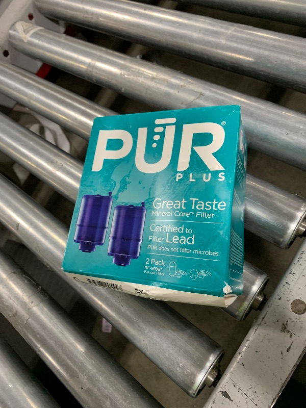 Photo 1 of PUR PLUS Faucet Mount Replacement Filter 2-Pack, Genuine PUR Filter, 3-in-1 Powerful, Natural Mineral Filtration, Lead Removal, 6-Month Value, Blue (RF99992)