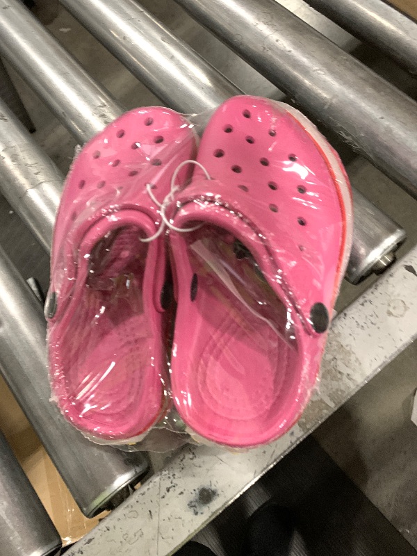 Photo 1 of XPKWS Toddler Kids Clogs Boys Girls LED Garden Shoes Light up Sandals Slip on Quick Dry Beach Slippers (Pink,30)