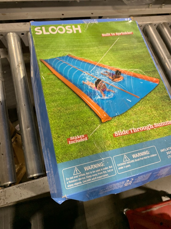 Photo 1 of Sloosh Double Lane Water Slide,25ft x 6ft Heavy Duty Lawn Water Slip and Slide with Sprinkler and 2 Inflatable Boards for Adult Kids Party Summer Yard Outdoor Play Activities