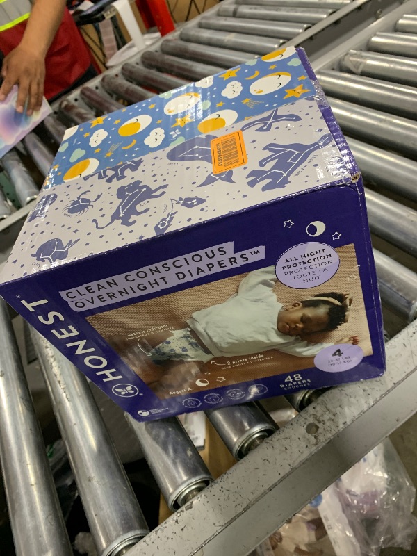 Photo 1 of The Honest Company Clean Conscious Overnight Diapers for Sensitive Skin | Hypoallergenic, Fragrance Free | Cozy Cloud + Star Signs | Club Box, Size 4 (22-37 lbs), 48 Count