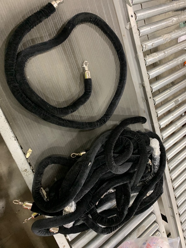 Photo 1 of Bundle of Hanging VIP Rope Barrier Posts Line Black Velvet Stanchion Rope, Heavy Duty Queue Hanging Rope for Hotel Theater