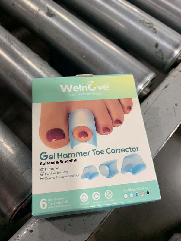 Photo 1 of Welnove Hammertoe Corrector - 6 PCS Toe Splints Realign Bent, Curled, Crooked, Claw, Hammer Toes - Toe Straighteners for Men and Women, FSA or HSA eligible - Blue