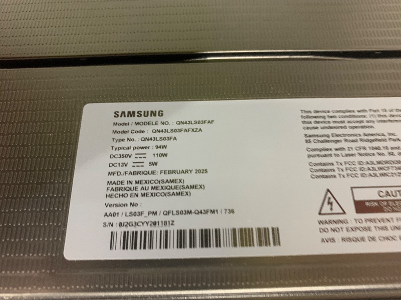 Photo 1 of Samsung 43-Inch Class The Frame LS03F 4K QLED Smart TV (2025 Model) Modern Frame Design, NQ4 AI Gen2 Processor, Art Mode, Artful Picture Quality, Samsung Vision AI, Alexa Built-in
