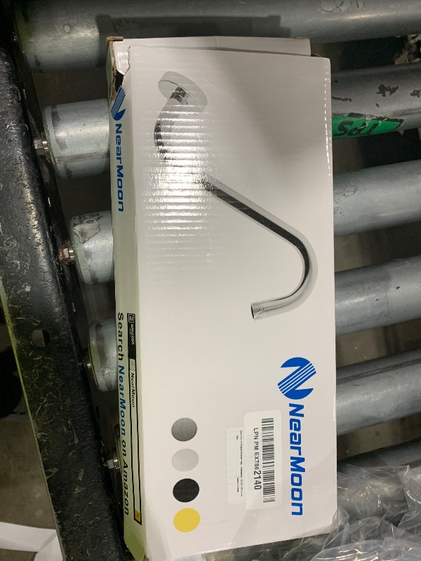 Photo 1 of NearMoon S Shaped Shower Head Riser Pipe, Shower Extender Arm with Flange, Standard 1/2" Connection- Bathroom Accessory, 10 Inch (1 Pack, Chrome)