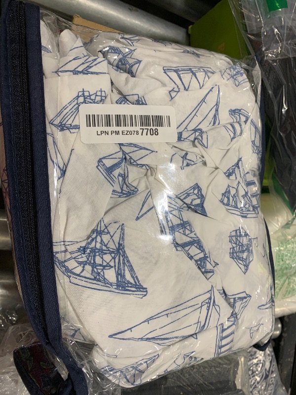 Photo 1 of Nautica - Twin Sheets, Cotton Percale Bedding Set, Fully Elasticized, Ideal Dorm Essentials (Whitewood Sail Blue, Twin)