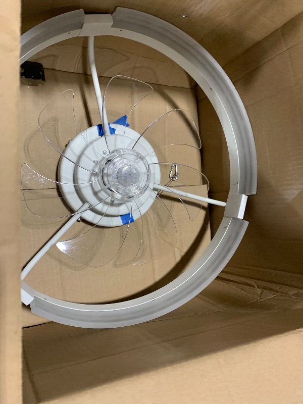 Photo 1 of ZMISHIBO Low Profile Ceiling Fans with Lights and Remote, 20 Inch Flush Mount Ceiling Fan with Light, 3000K-6000K Dimmable Fandelier LED Fan Light, 6 Wind Speeds White Ceiling Fans for Bedroom
