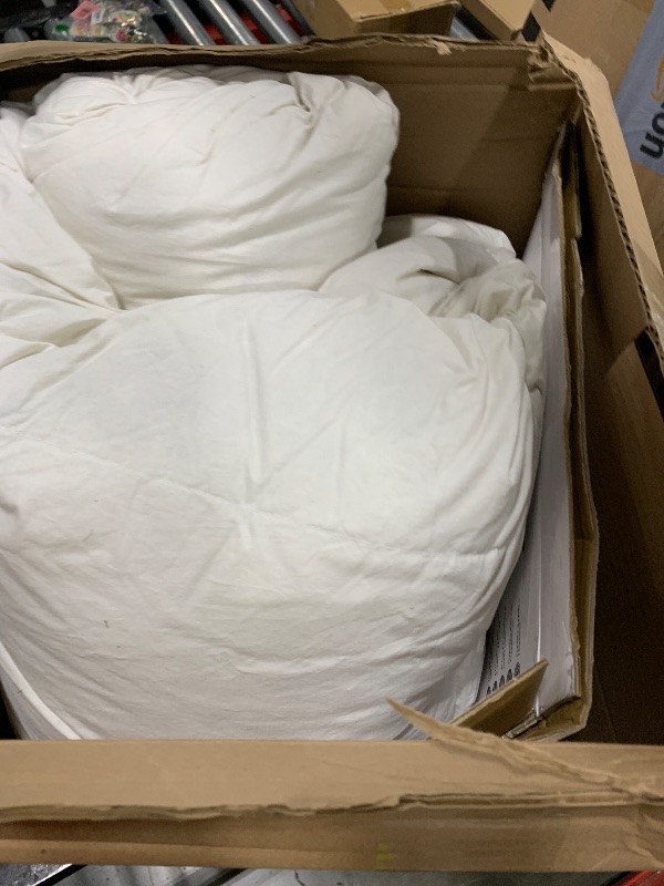 Photo 1 of BPC Organic Feather Down Comforter King Size, Fluffy Duvet Insert for All-Season with 100% Cotton Cover and Puffy Feather Down Filling, Ivory White, 106x90 Inches