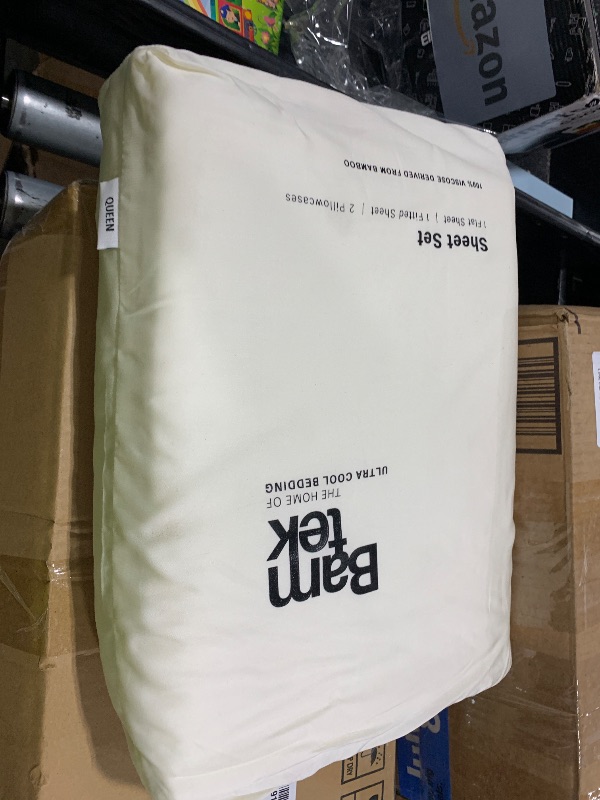 Photo 1 of Bamtek 100% Viscose from Bamboo Sheets Queen Size, Super Soft Bedding Set, 4PC Cooling Sheets for Hot Sleepers, Vegan Silk Moisture Wicking, Organically Grown Bedsheet - Ivory - 60" x 80"