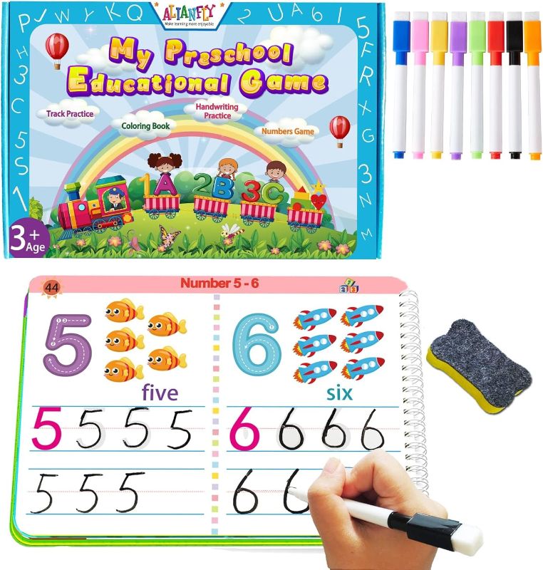 Photo 1 of Preschool Learning Activities Educational Workbook - Toddler Prek Montessori Handwriting Practice Activity Tracing Toys Busy Book for Kids, Autism Learning Materials and ABC Learning Book