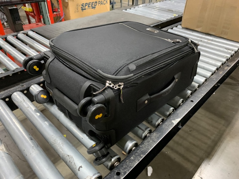 Photo 1 of LEVEL8 Carry On Luggage with Compartment, 20 Inch Softside Expandable Travel Rolling Suitcase with Spinner Wheels, Tsa Locks, Men and Women, Black