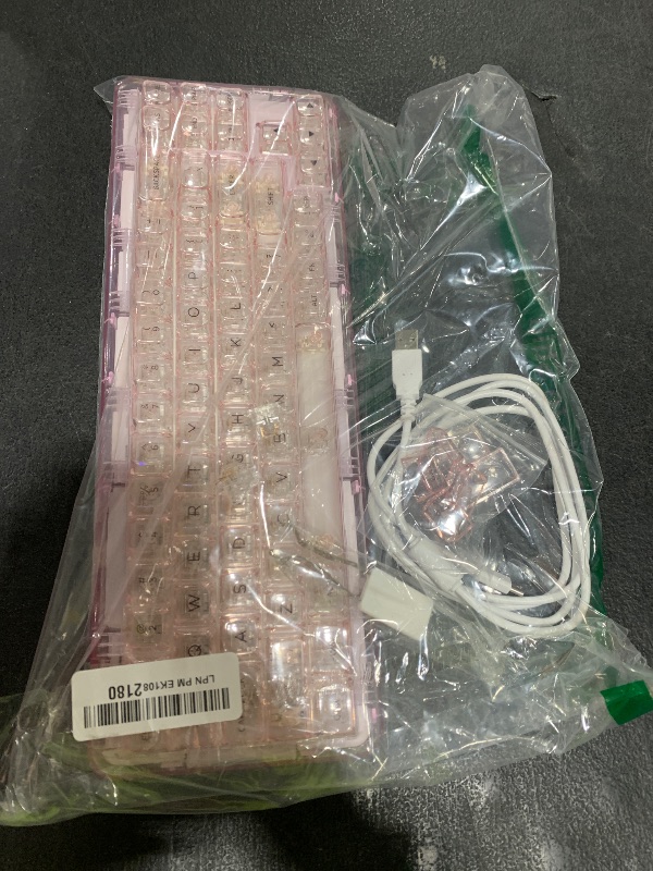 Photo 1 of YUNZII X71 Wireless Hot Swappable Transparent Mechanical Keyboard with Clear Keycaps, 68% Layout, BT5.0/2.4G/USB-C Gasket Mount Wireless RGB Backlit for Windows/Mac(Crystal Ice Switch,Pink)