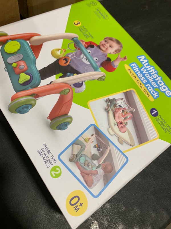 Photo 1 of Jovow 2 in 1 Baby Gym with Walker,Baby Play Mat with 4 Infant Learning Sensory,Double-Sided Multifunctional Removable Play Piano Panel,Sit-to-Stand Learning Walker for 0-24 Months Boy Girl [White]