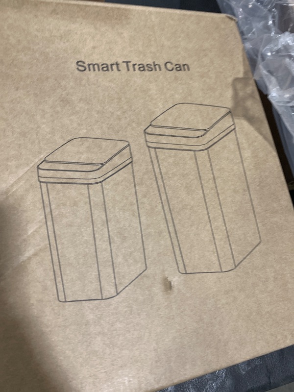 Photo 1 of Anborry Bathroom Automatic Trash Can 2 Pack 2.2 Gal & 4 Gal Touchless Motion Sensor Small Garbage Can with Lid Smart Electric Narrow Garbage Bin for Bedroom Office Kitchen (Black)