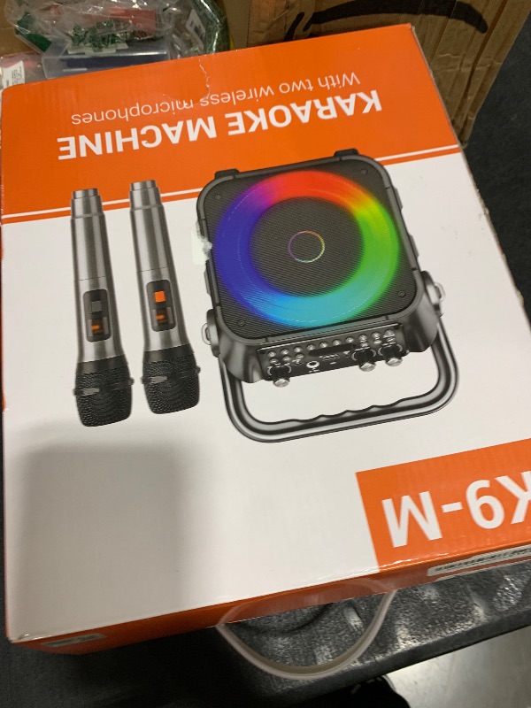 Photo 1 of Karaoke Machine, Portable Bluetooth Speaker with 2 Wireless Microphones for Adults & Kids with Lights, Karaoke Microphone with PA System Supports USB/TF/REC/FM/AUX for Home Party Home System Packages