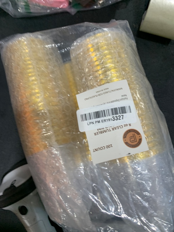 Photo 1 of PLASTICPRO Disposable 8 oz Crystal Clear Plastic Tumblers With Gold Rim for Party's & Weddings pack of 100