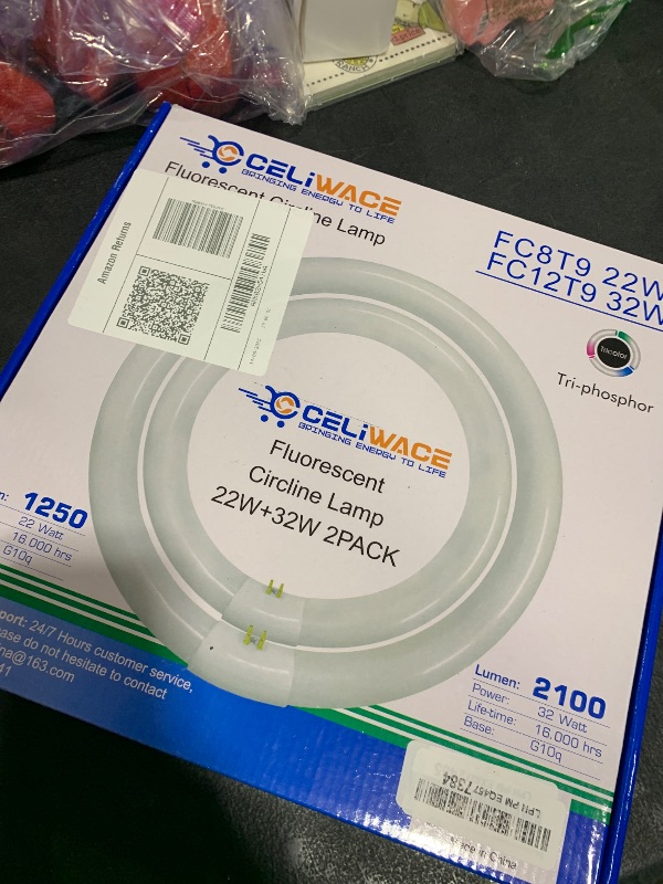 Photo 1 of FC8T9/CW 22W and FC12T9/CW 32W Cool White Set, 8 inch T9 22 Watts Circular Light Bulbs, 12 inch 32 Watts Circline Fluorescent Bulb Round Ring Bulb CRI 80, G10q Prong