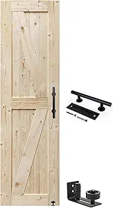 Photo 1 of S&Z TOPHAND® 24in x 84in Barn Door, 20-60 in Unfinished British Brace Barn Door/Modern Style/Solid Wood/Simple Assembly is Required,Without Sliding Hardware