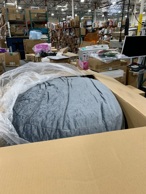 Photo 1 of 3 Ft Bean Bag Chair, Memory Foam Bean Bag Chairs for Adults with Filling, Round Bean Bag Sofa with Filler Included, Beanbags with Soft Dutch Velvet Fabric,3 Foot, Dark Grey